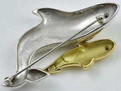 Tiffany & Co. Sterling Silver Gold Fish Pin