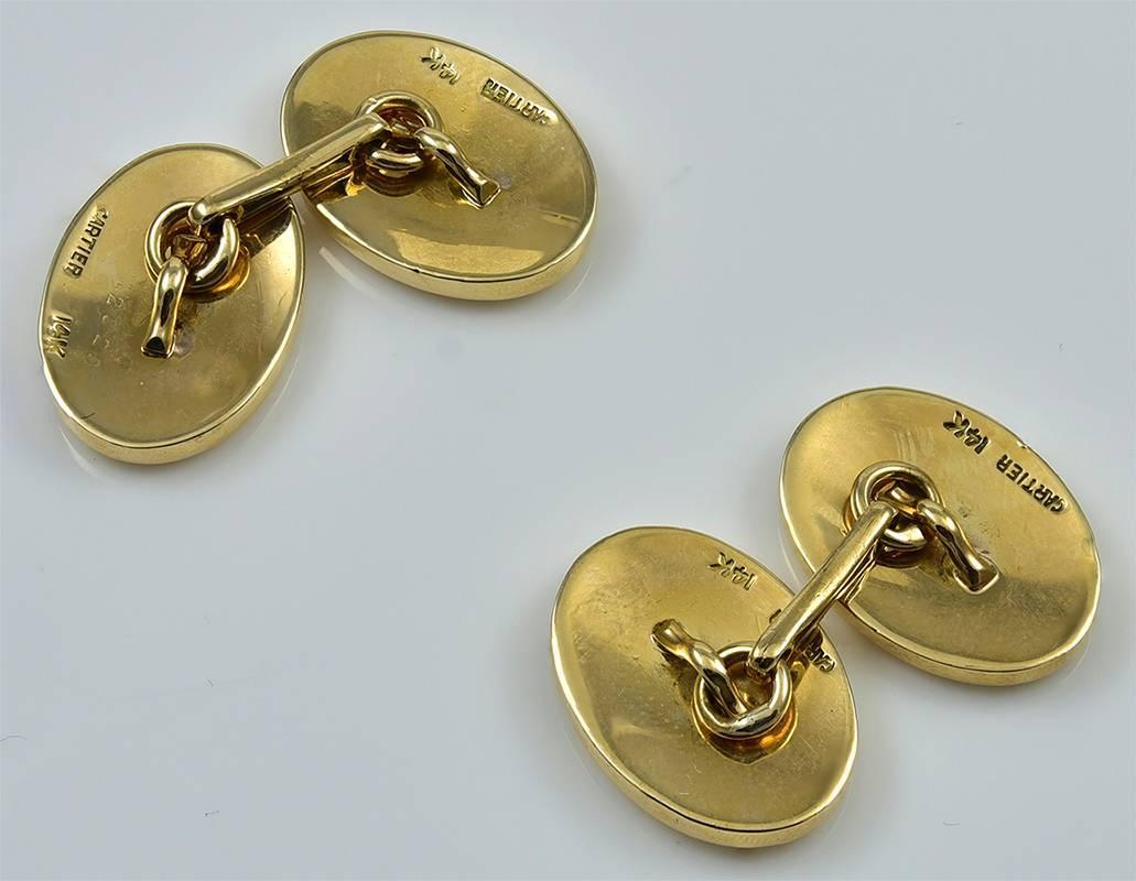 Cartier ExtraHeavy Double Sided Gold Cufflinks For Sale at 1stdibs