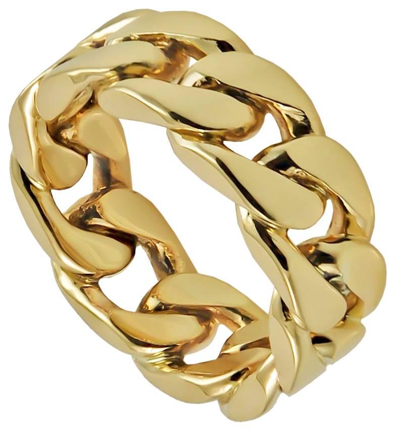Solid curb link ring.  Made and signed by TIFFANY & CO.  Heavy gauge 18K yellow gold.  Size 9.  1/3