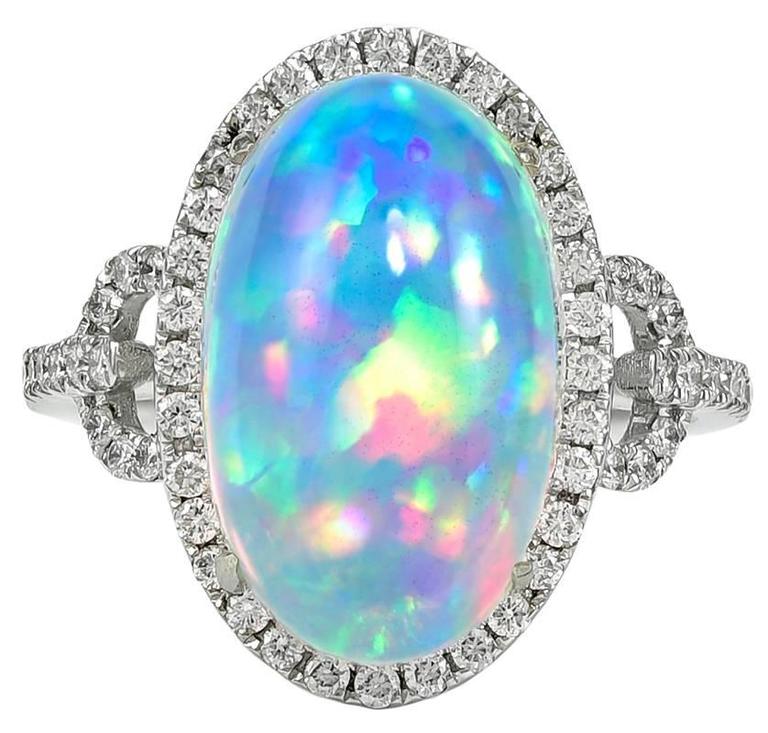 Mesmerizing Fire Opal White Gold Ring For Sale at 1stdibs