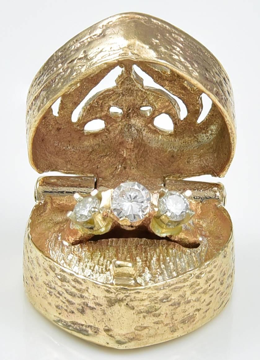 Women's Diamond Gold Engagement Ring Charm
