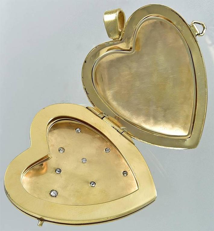 1940s Magnificent Huge Diamond Gold Heart Locket at 1stDibs