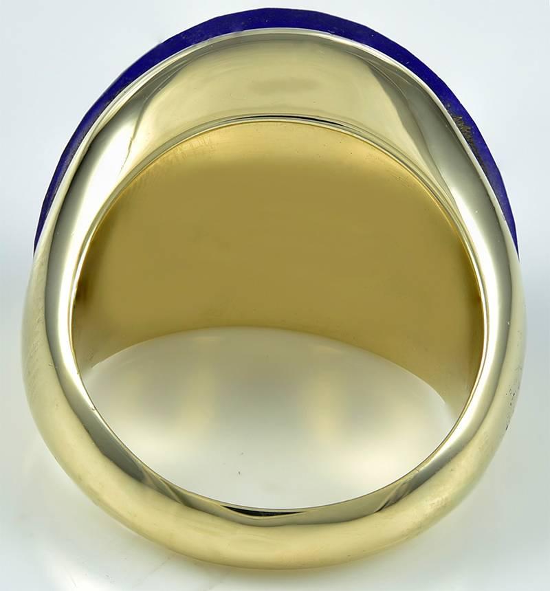 Women's or Men's Striking Lapis Lazuli Gold Ring For Sale