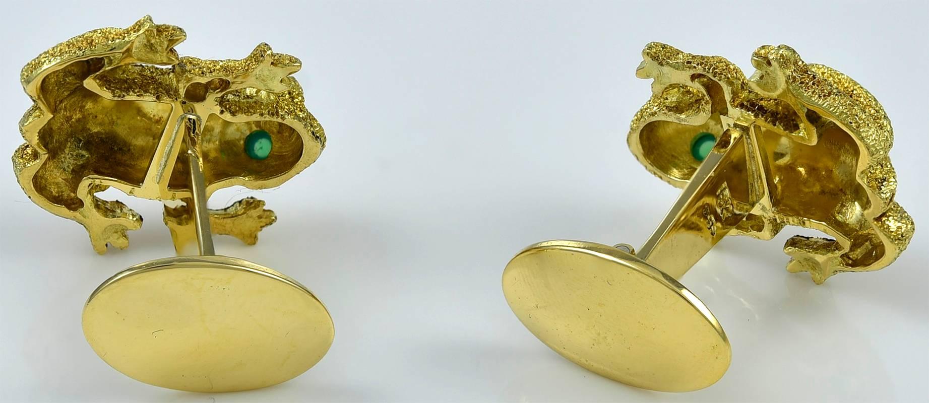 Manschettenknöpfe aus Gold mit Frosch für Damen oder Herren im Angebot