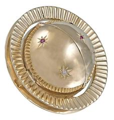 Gigantic Gold Gemset Globe Locket Pendant