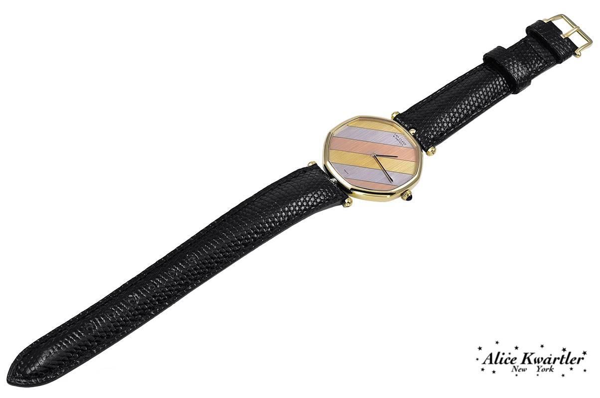 Van Cleef & Arpels Tricolor Gold Octagonal Quartz Wristwatch In Excellent Condition In New York, NY