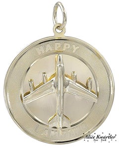 Gold Airplane Happy Landing Charm