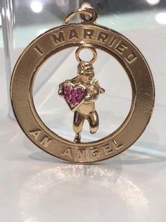 I Married an Angel Ruby Gold Pendant Charm