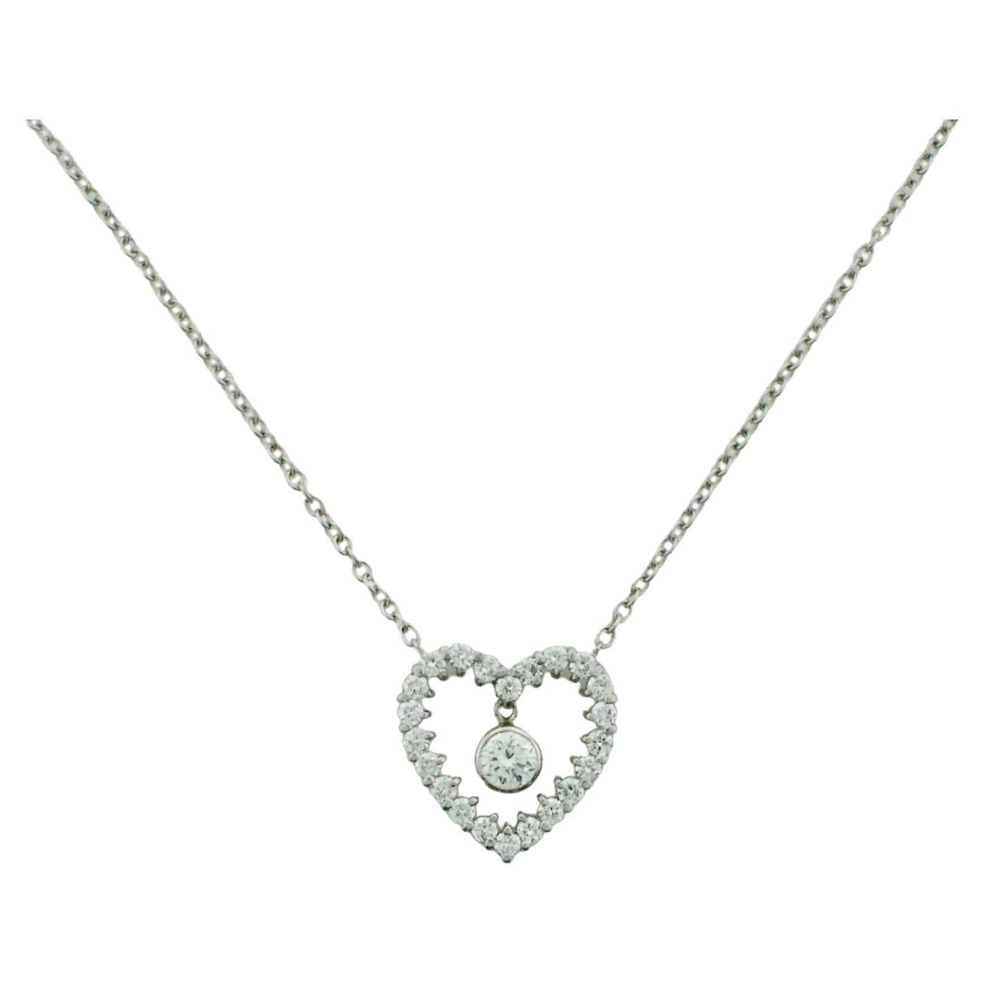 Collar Corazón Platino y Diamantes 1,05 Quilates Peso Total