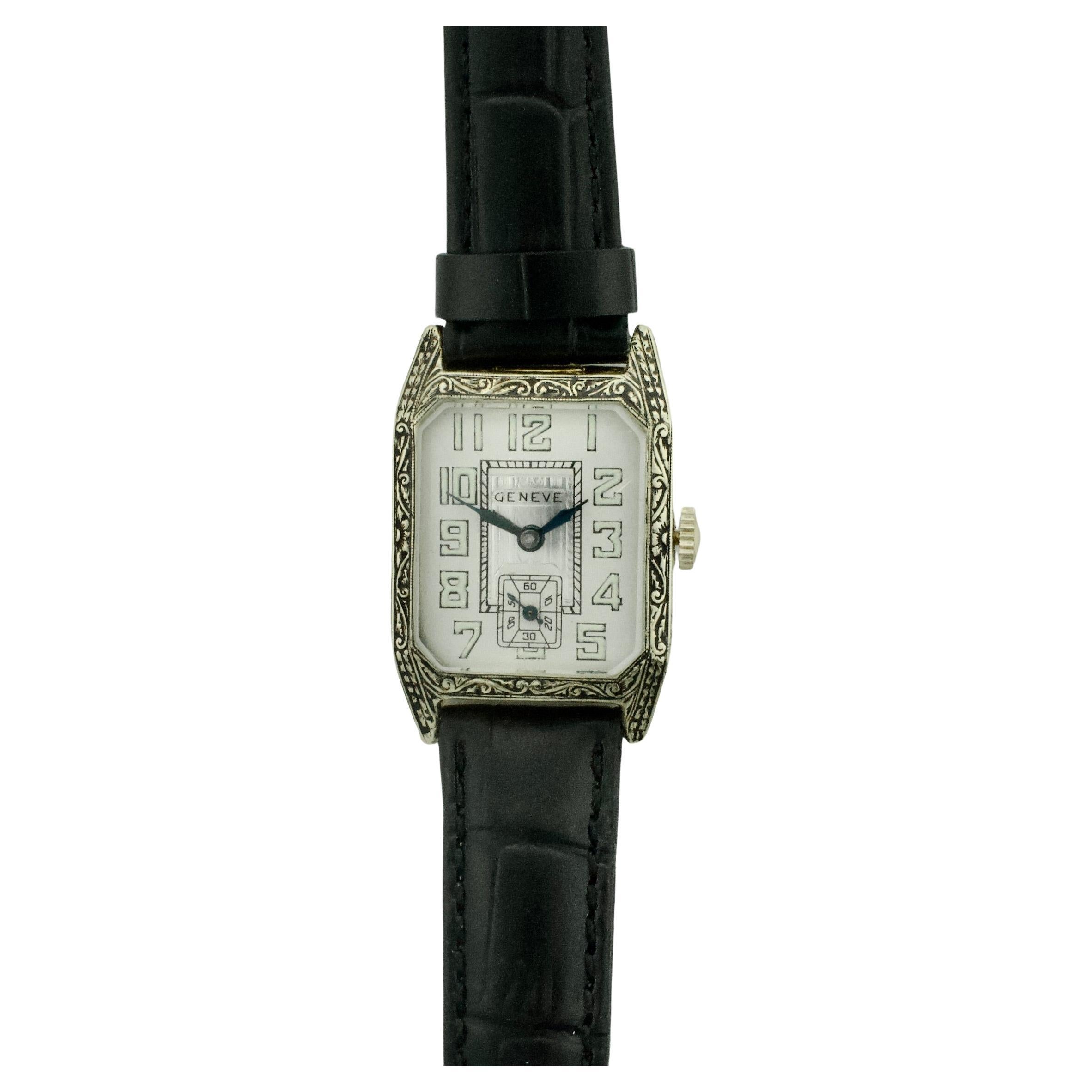 Orologio da polso Art Deco Genève in oro 14k inciso, datato 1931 - Un cimelio senza tempo in vendita