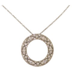 Antique Art Deco Platinum Diamond Circle Necklace, circa 1920s 2.30 Carat