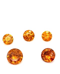 GIA Certified 3.20 Carat Natural Orange Round Brilliant Cut Diamonds