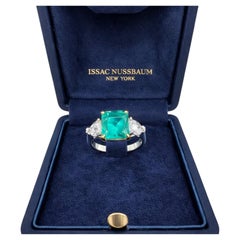 Issac Nussbaum AGL Certified Colombian Emerald & Diamond Ring