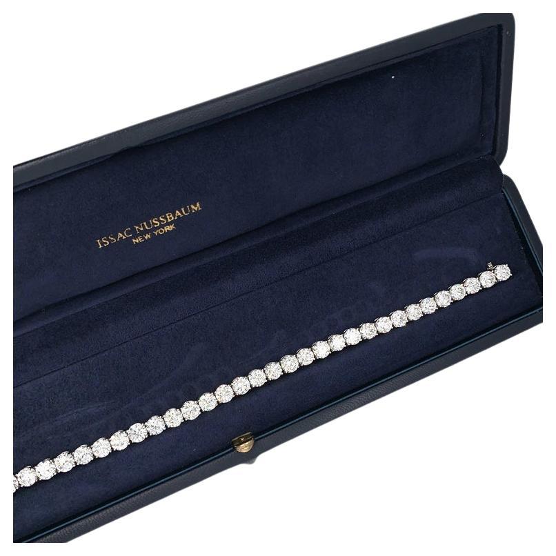 Issac Nussbaum Bracelet tennis en or blanc 11.96 carats en vente