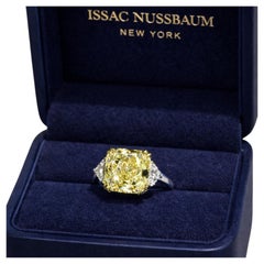 Issac Nussbaum 13.06 Carat Fancy Yellow Radiant Diamond and 2 Half Moon 1.00 CTW