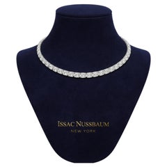 Issac Nussbaum 18K Weißgold 51,32 Karat Smaragd-Schliff East West Diamant-Halskette