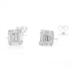 GVS 0.77 Carat Illusion Emerald-Cut Diamond Clip-On Earrings 18 Karat White Gold