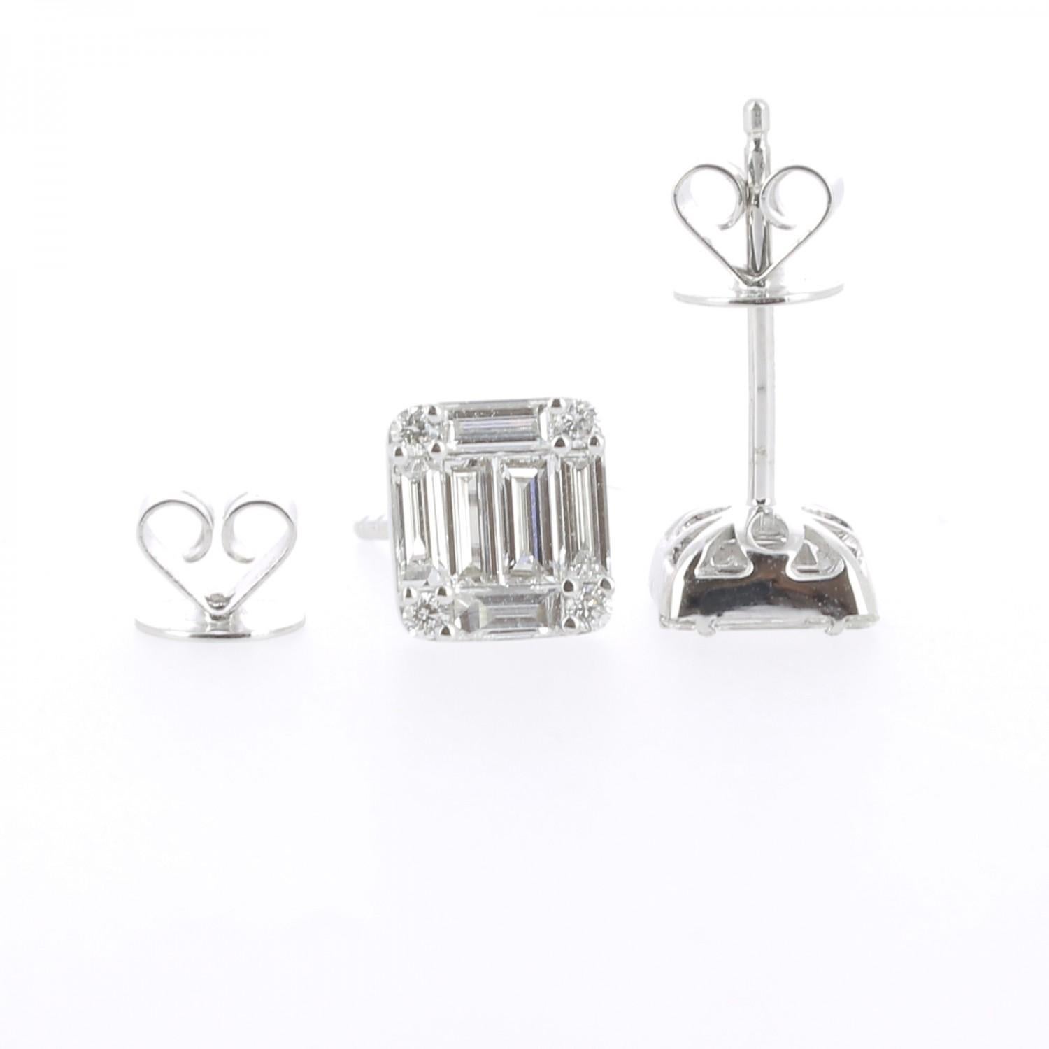 Contemporary GVS 0.77 Carat Illusion Emerald-Cut Diamond Clip-On Earrings 18 Karat White Gold