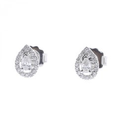0.36 Carat GVS Pear Diamond Clip-On Earrings 18 Karat White Gold Stud Earrings