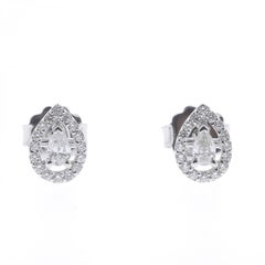 0.36 Carat GVS Pear Diamond Clip-On Earrings 18 Karat White Gold Stud Earrings