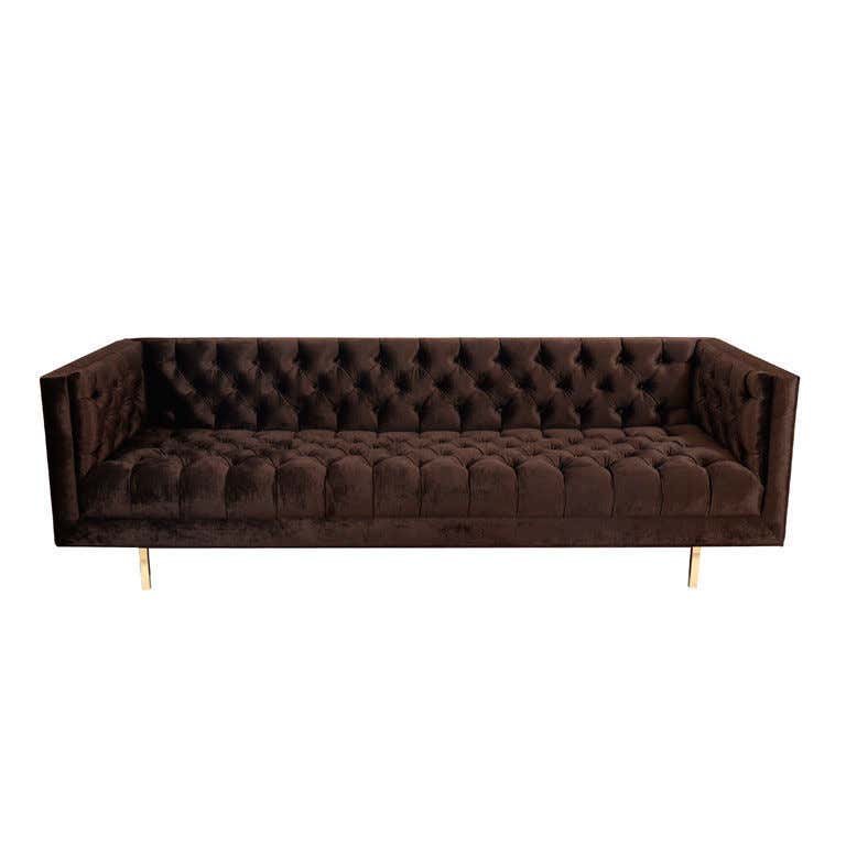 Modern Tufted Velvet Tuxedo Sofa For Sale at 1stdibs