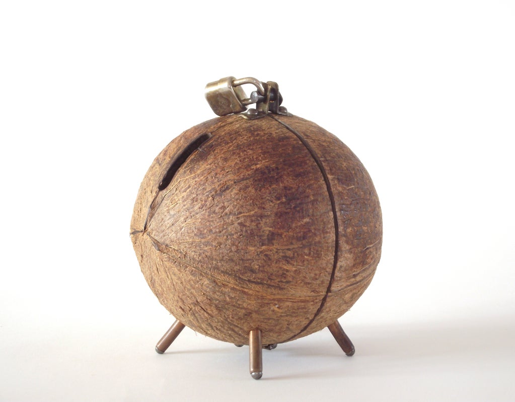 Whimsical Coconut Shell Bank, circa 1960 at 1stdibs