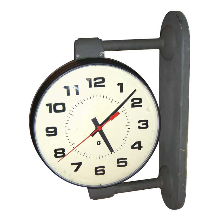 Big and Bold 1940's Double Sided School House Clock at 1stDibs double