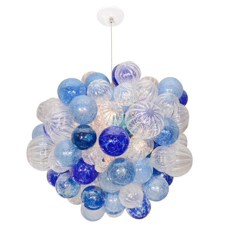 Large Glass Bubble Chandelier at 1stDibs