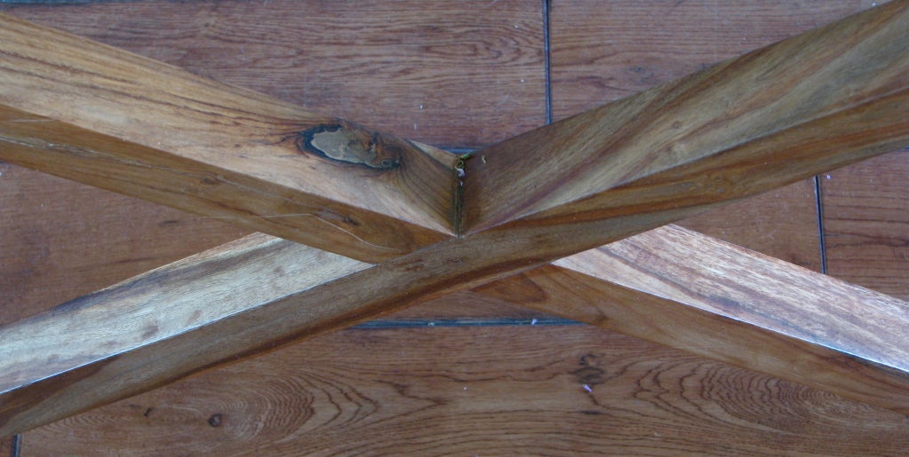 Marble Topped Wooden Cross Brace Table/Desk at 1stDibs