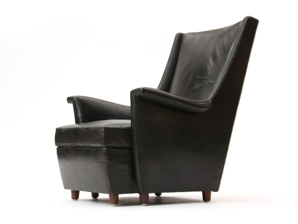 black leather easy chair by Lysberg, Hansen and Therp at 1stDibs