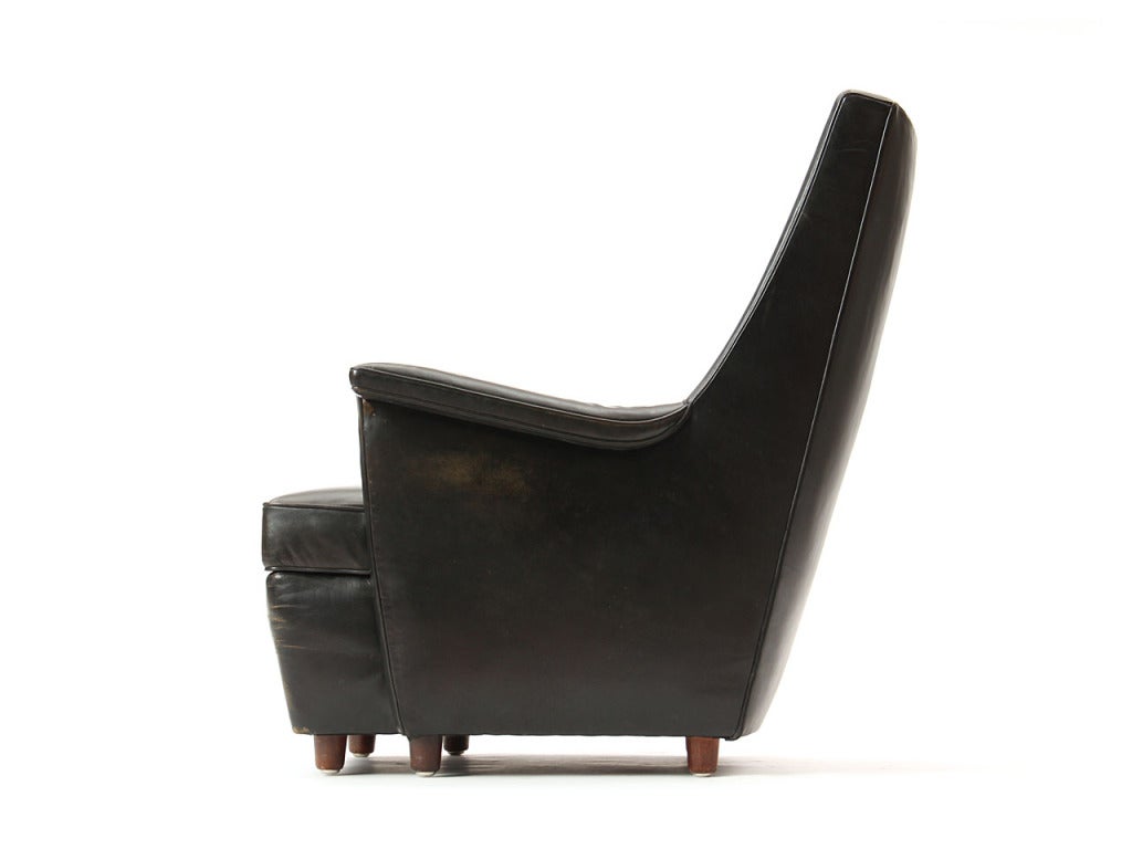 black leather easy chair by Lysberg, Hansen and Therp at 1stDibs