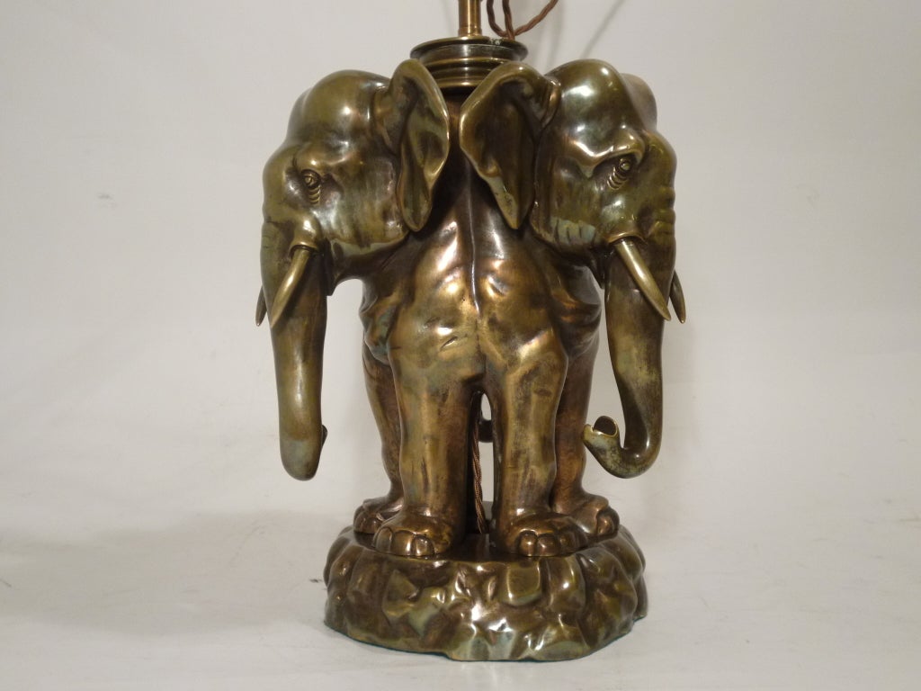 Novelty Ceylonese Bronze Elephant Lamp at 1stDibs