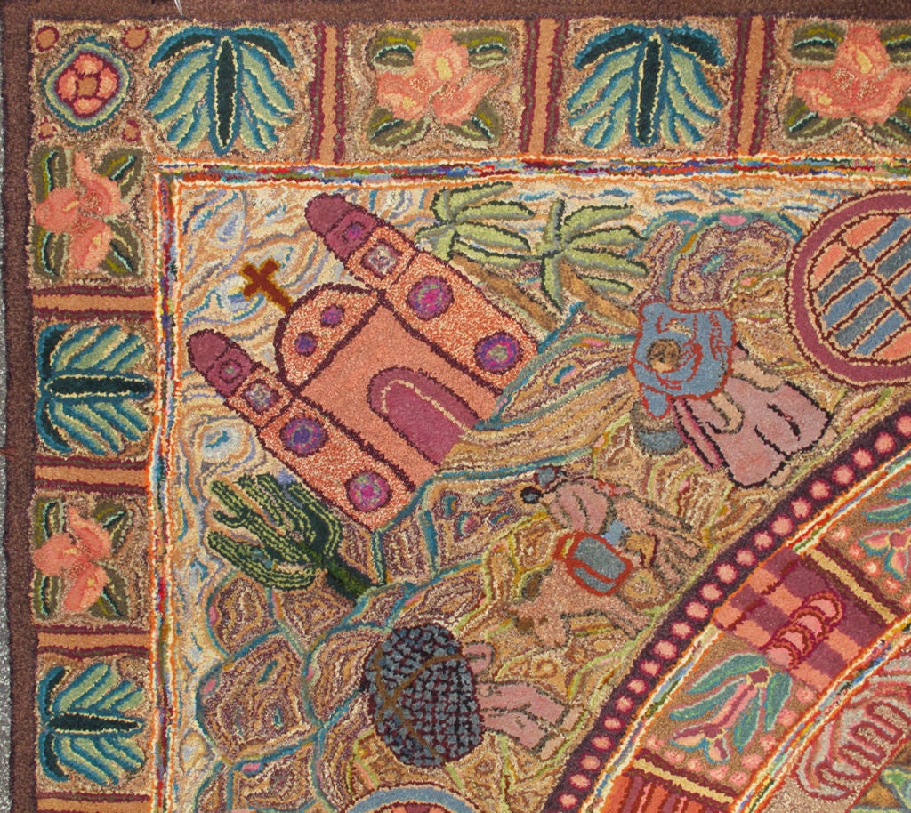 Vintage Large American Hook Rug For Sale at 1stdibs