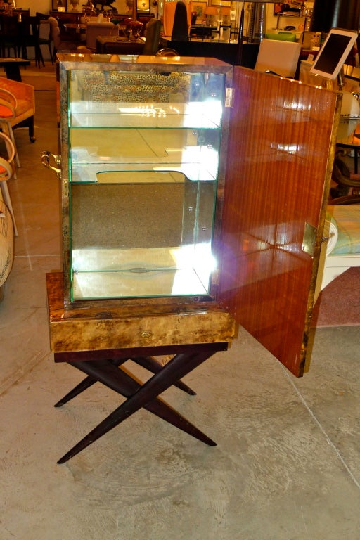 Aldo Tura Trompe l'Oeil Goatskin Cocktail Bar Cabinet at ...