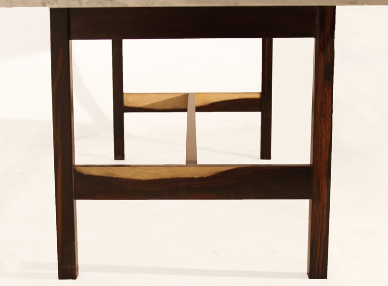 Solid Rosewood and White Carerra Marble Dining Table at 1stdibs