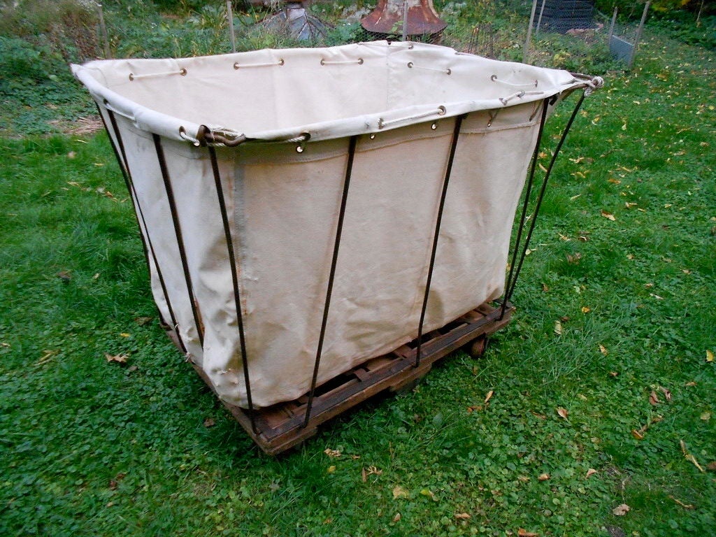 Industrial Canvas Laundry Cart at 1stDibs vintage canvas laundry cart