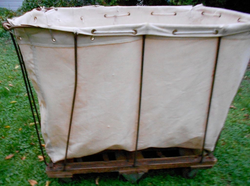 Industrial Canvas Laundry Cart at 1stDibs vintage canvas laundry cart