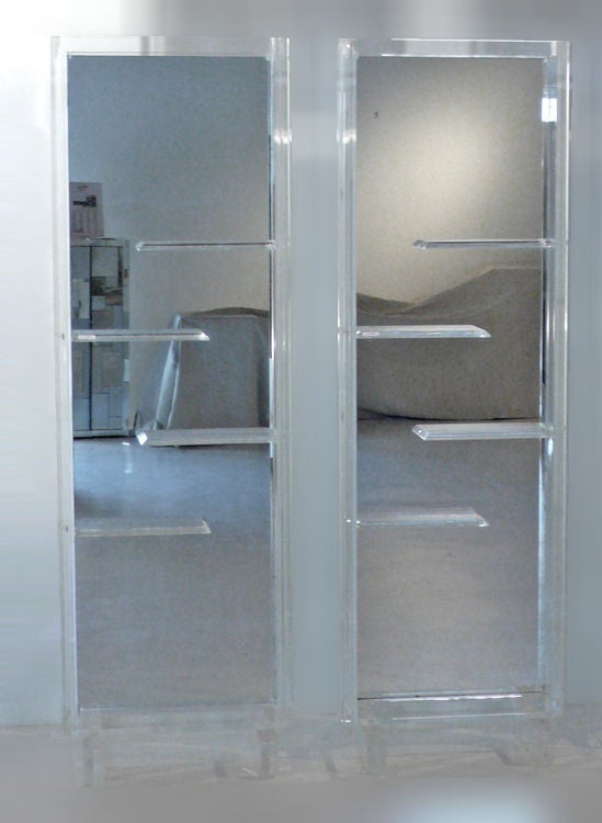 2 Acrylic Freestanding Mirrored Room Dividers at 1stDibs