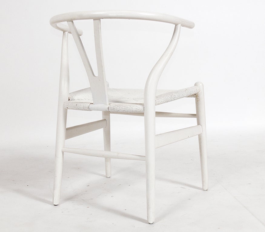 Hans Wegner Wishbone Dining Chairs In White at 1stDibs
