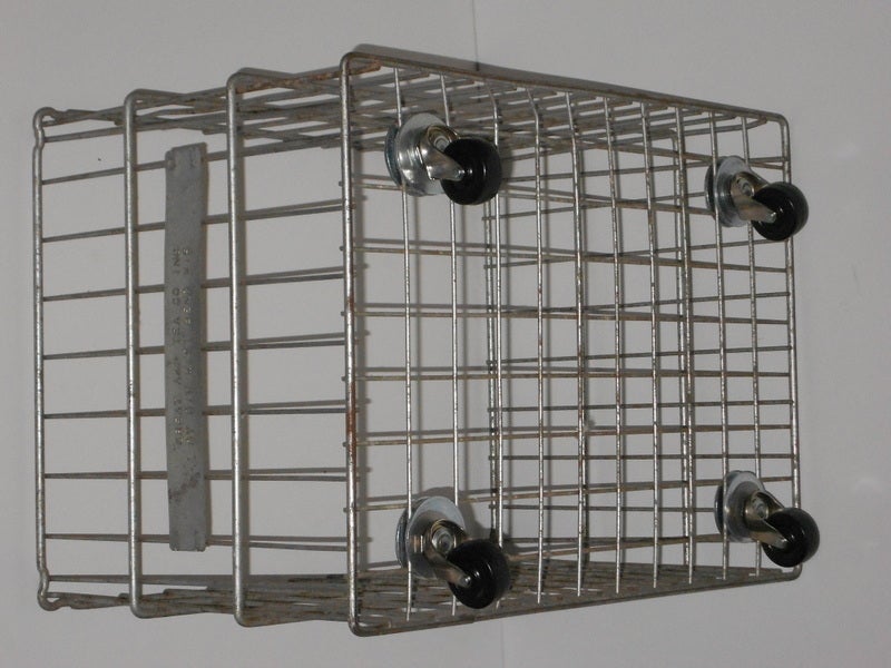 Galvanized Steel Wire Storage Bin on Wheels at 1stdibs