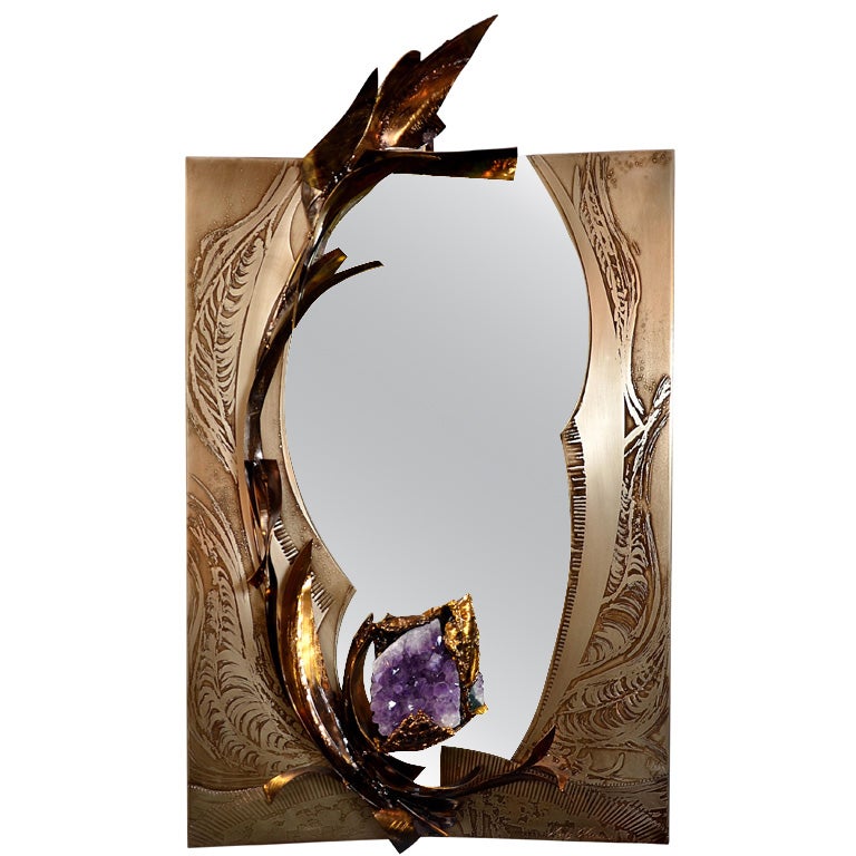 Exceptionnal sculpture mirror by Marc D'Haenens at 1stDibs