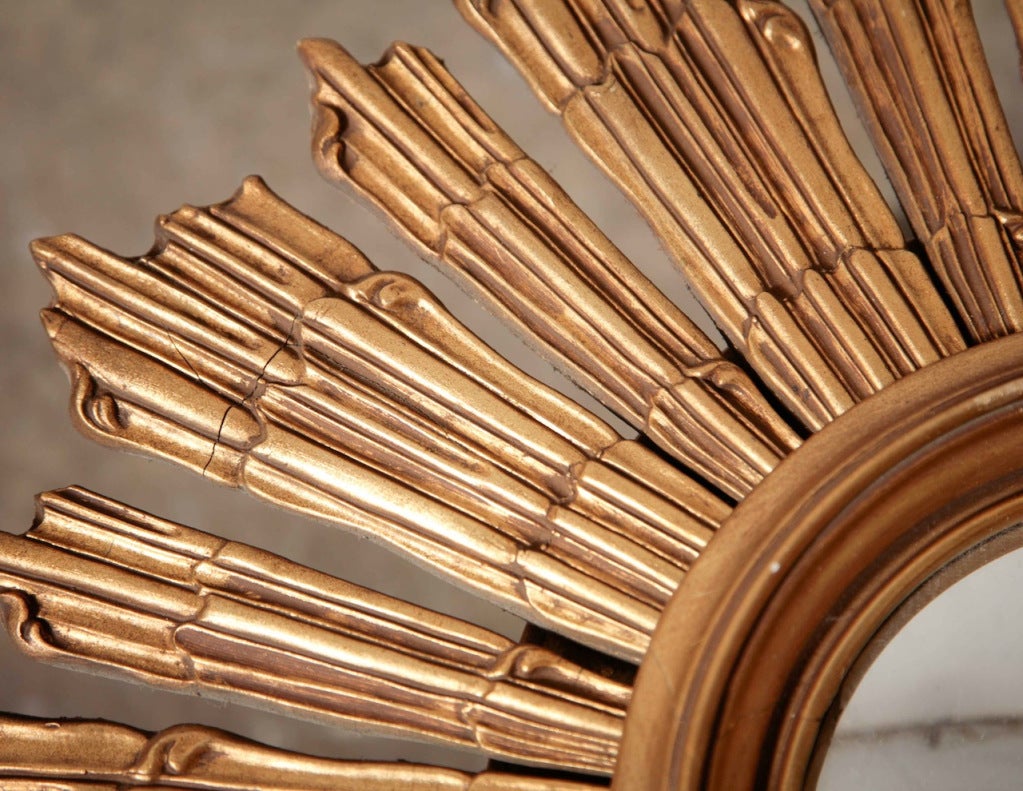 Sunburst Gold Convex Mirror at 1stdibs