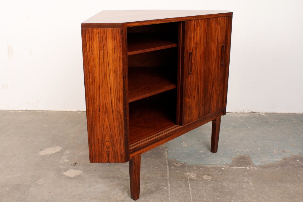 Danish mid century modern rosewood corner bar at 1stDibs
