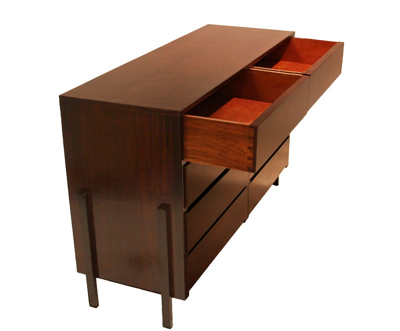 Brazilian Tall Rosewood Dresser with Solid Exterior Legs For Sale at