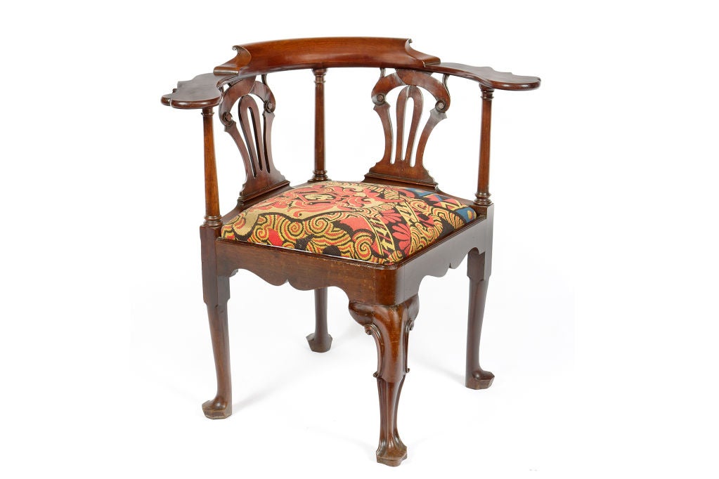 Irish Mahogany Corner Reading Chair at 1stDibs