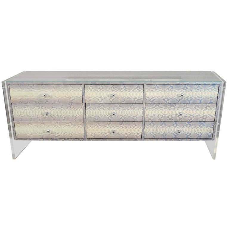 Custom Smoked Mirrored Dresser With Gold Leaf Wood Trim at 1stDibs