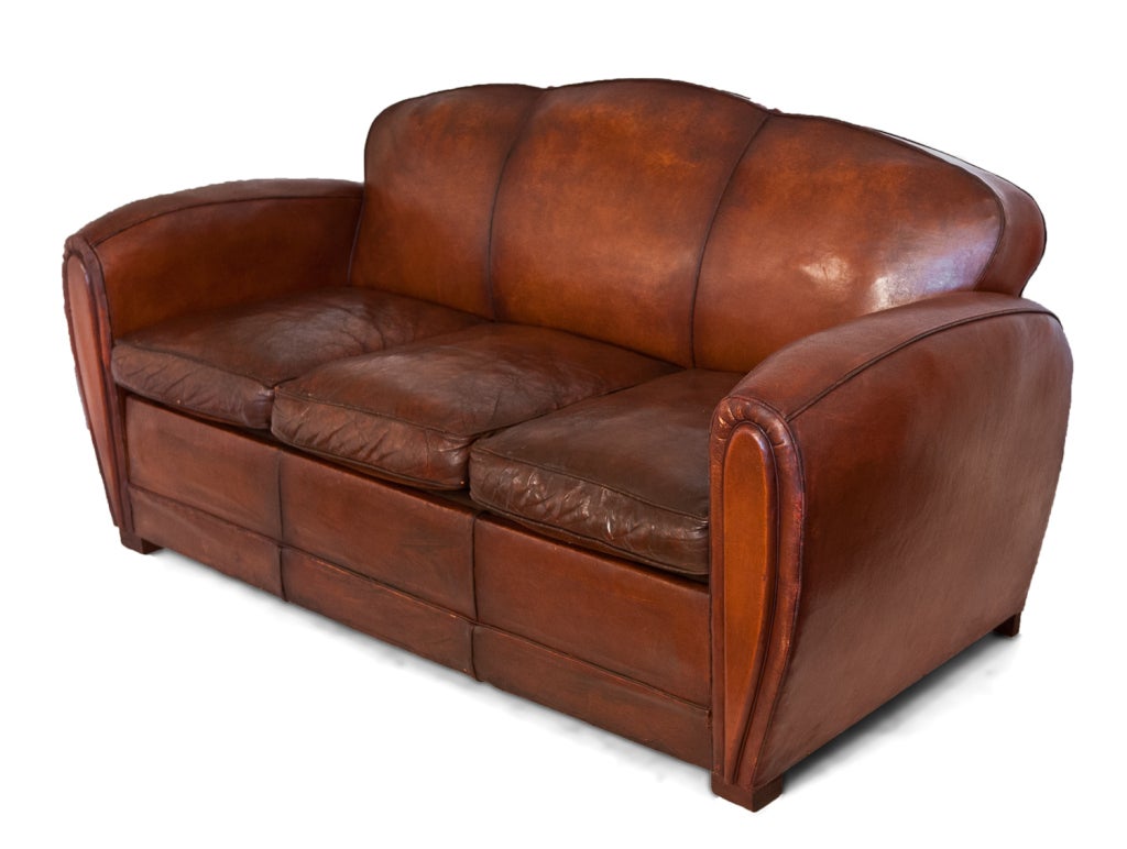 French Art Deco Lambskin Leather Sofa at 1stDibs lambskin sofa