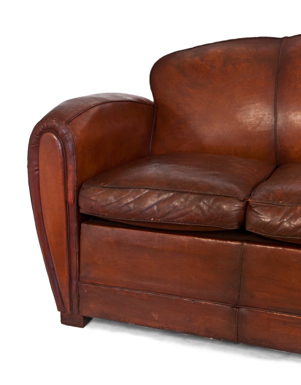 French Art Deco Lambskin Leather Sofa at 1stDibs lambskin sofa