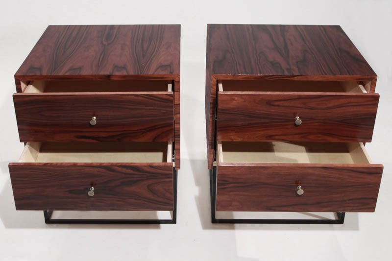 The Quadrar Nightstand in rich Rosewood by Thomas Hayes Studio at 1stdibs