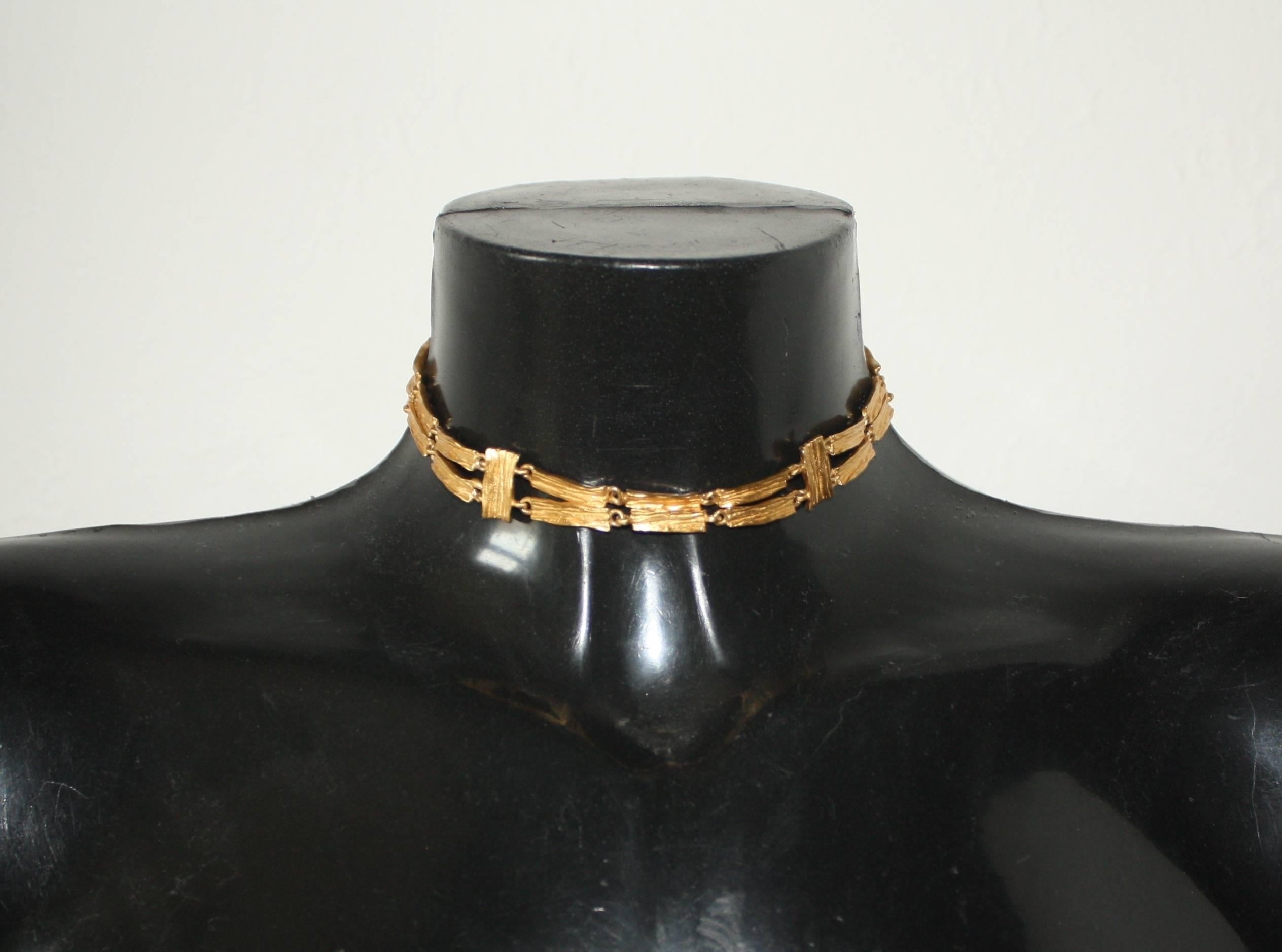 Contemporary Yves St Laurent Brushed Gold Plated Choker  For Sale